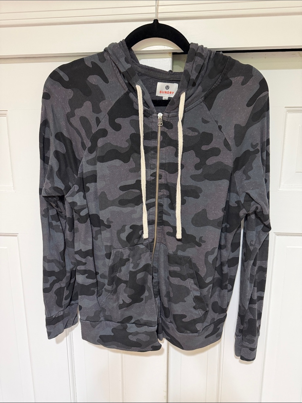 Sundry Charcoal/Black Camo Full-Zip Hoodie